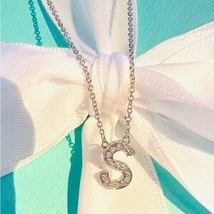 Platinum Diamond Initial 'S’ Pendant Necklace